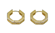 Pair of Sterling Silver Gilt Diamond Set Hexagonal Huggy Earrings Vintage c2000
