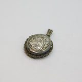 Sterling Silver Victorian Style Floral Design Double Locket Pendant Vintage 1981