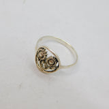 Sterling Silver Two Encircled Sunflowers Dress Ring Vintage c1970 Size N
