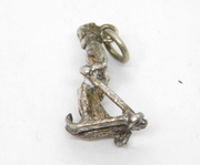 Sterling Silver Skiing Man Charm Pendant Vintage c1970