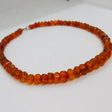 Sterling Silver Faceted Baltic Amber Beads Graduated Necklace Vintage c1970's