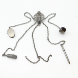 Victorian Cut Steel Large Sewing Chatelaine with Multiple Tools Antique c1860