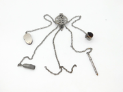 Victorian Cut Steel Large Sewing Chatelaine with Multiple Tools Antique c1860