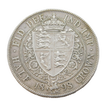 Queen Victoria .925 Silver Half Crown Coin Antique 1898 Very Fine Condition