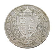 Queen Victoria .925 Silver Half Crown Coin Antique 1898 Very Fine Condition