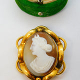 Victorian Pinchbeck Mounted Carved Shell Cameo Brooch Antique c1880