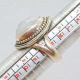 Sterling Silver Cabochon Moonstone Statement Ring Vintage c1970 Size N 1/2