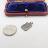 Sterling Silver and Coloured Enamel Travel Shield 'Clovelly' Charm Vintage c1970
