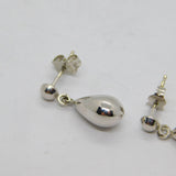 Pair of 9ct White Gold Pear Form Drop Stud Earrings Vintage c1990s