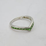 Sterling Silver Peridot Set Wishbone Dress Band Ring Vintage c1990 Size P 1/2