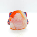 Chinese Carved Red Agate Flatback Buddha Ornament Vintage c1970