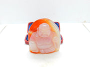 Chinese Carved Red Agate Flatback Buddha Ornament Vintage c1970