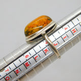 Sterling Silver Baltic Amber Oval Studio Dress Band Ring Vintage c1970 Size J