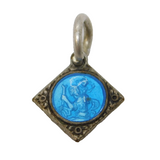 Sterling Silver Enamel St Christopher Charm Pendant Vintage c1970