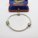 PANDORA Sterling Silver Snake Link Charm Bracelet with Charms Vintage