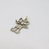 Sterling Silver Cartoon Cat Charm Pendant Vintage c1970