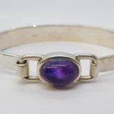 Studio Sterling Silver Cabochon Amethyst Bangle Bracelet Vintage Edinburgh