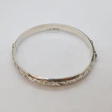 Sterling Silver Floral Pattern Hingled Bangle Bracelet Vintage 1959 Birmingham