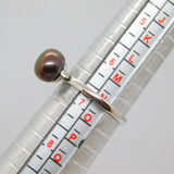 Sterling Silver Brown Pearl Solitaire Ring Vintage c1970 Size N