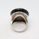 Sterling Silver & Faceted Onyx Large Statement Ring Vintage c1980s