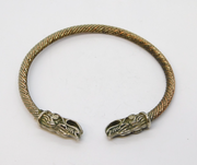 Sterling Silver & Copper Mixed Metal Mythical Beast Bangle Bracelet Vintage