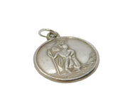 Sterling Silver St Christopher Travel Pendant With Inscription Vintage c1970