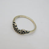 Sterling Silver Floral Curved Front Stacking Band Ring Modern c1990 Size R