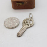 Sterling Silver I Love You Key Charm Pendant Vintage c1970