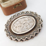 Victorian Aestehtic Movement Sterling Silver Floral Brooch 1892 Antique
