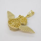 Sterling Silver Gilt & Paste Set Winged Dollar Statement Medallion Pendant