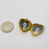 9ct Yellow Gold Floral Heart Shaped Locket Pendant Antique c1920s Art Deco