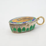 Egyptian Revival Enamel Moses in Basket Souvenir Charm Antique c1930s