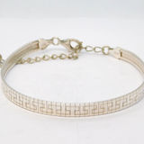 Italian Sterling Silver Greek Maze Pattern Bangle Bracelet Vintage c1980