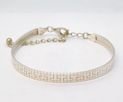 Italian Sterling Silver Greek Maze Pattern Bangle Bracelet Vintage c1980