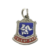 Sterling Silver Enamel Isle of Man Shield Charm Pendant Vintage c1970
