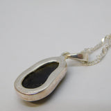 Sterling Silver & Labradorite Set Bean Form Drop Pendant Necklace Vintage