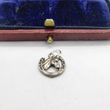 Sterling Silver Good Luck Horseshoe with Horse Charm Pendant Vintage c1970