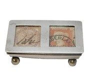 Edwardian Sterling Silver Double-Part Stamp Box Antique 1906 Birmingham