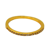 Sterling Silver Gilt CZ Narrow Stacking Band Ring Modern c2000 Size L 1/2
