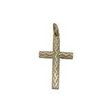Sterling Silver Raised Zigzag Pattern Cross Charm Pendant Vintage c1970s