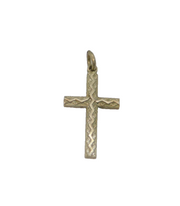 Sterling Silver Raised Zigzag Pattern Cross Charm Pendant Vintage c1970s