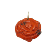 Sterling Silver Carved Red Jasper Flower Charm Pendant Vintage c1970s