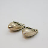 Pair of Sterling Silver Eastern Style Patterned Huggie Earrings Vintage c1970