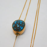 Austro-Hungarian 9ct Gold, Turquoise & Diamond Drop Pendant Necklace Antique