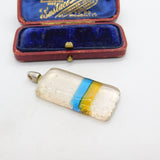 Sterling Silver Bale Blown Art Glass Drop Charm Pendant Vintage c1970