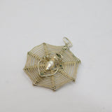 Sterling Silver Studio Style Spider In Web Charm Pendant Vintage c1970
