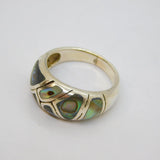Sterling Silver Natural Shell Patterned Studio Ring Vintage c1990 Size Q 1/2