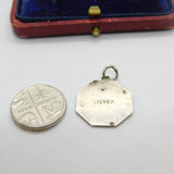 Sterling Silver Octagonal St Christopher Travel Charm Pendant Vintage c1970