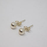 Pair of Sterling Silver 4mm Round Plain Ball Stud Earrings Vintage c1970