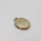 Sterling Silver Foliage Design Oval Locket Charm Pendant Vintage c1970